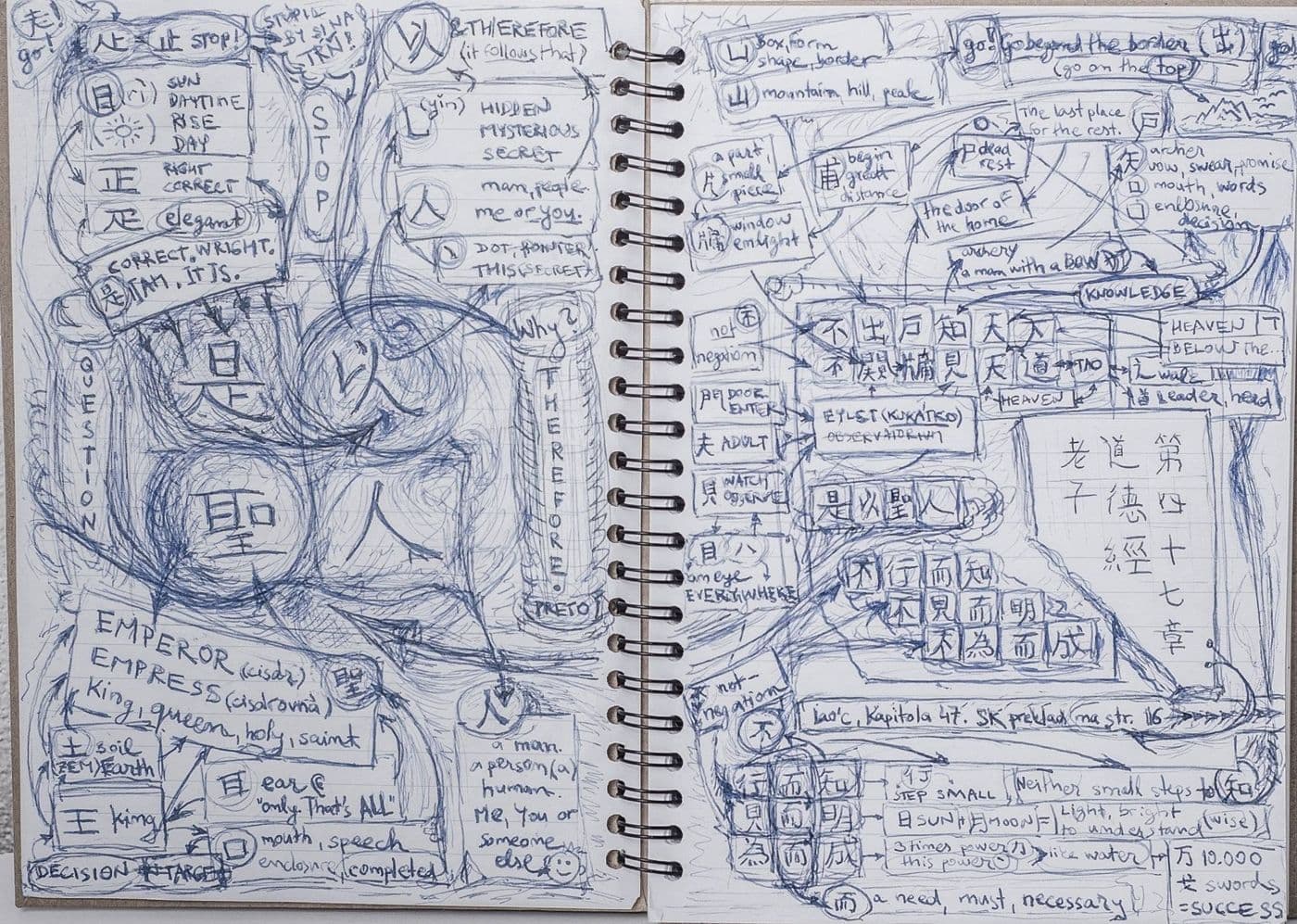 Notebook full of hand-written Chinese characters