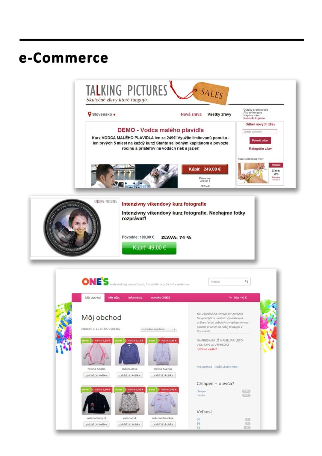 Portfolio page: e-commerce