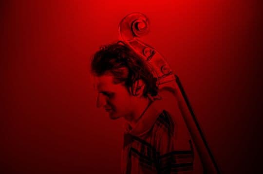 Bassist in red light
